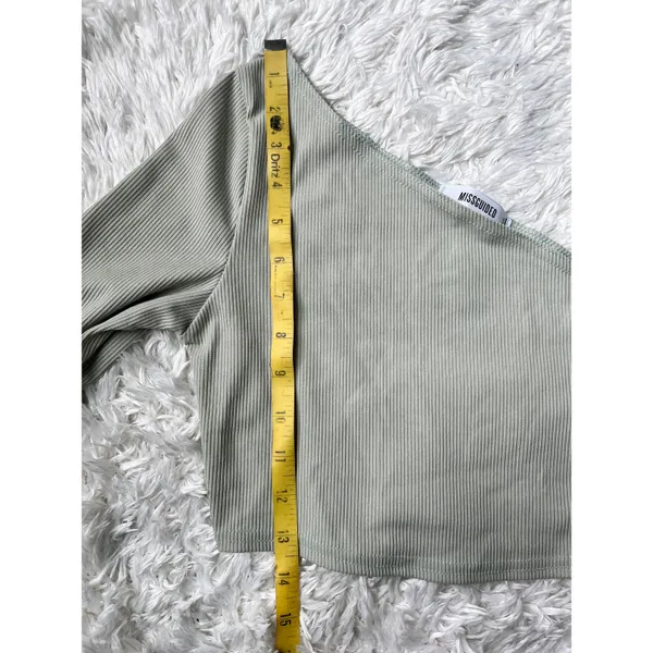 Missguided Mint Green Ribbed One Shoulder Crop Top - Image 4