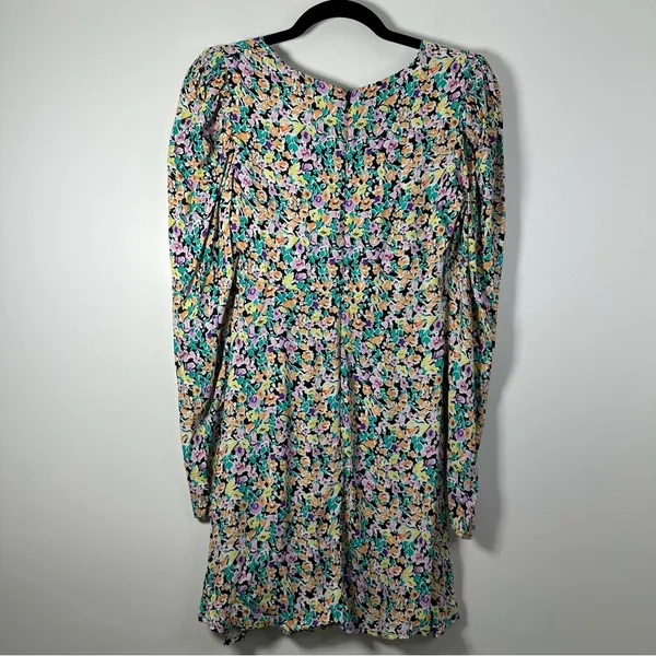 AFRM Revolve Floral Retro Puff Long Sleeve Mini Dress Size XS - Image 4