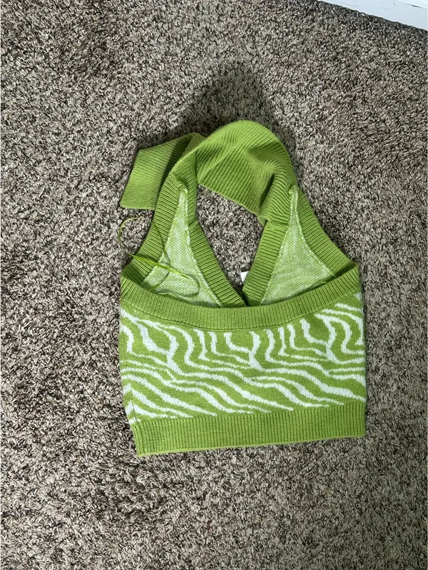 Knitted halter top Green Size 8 - Image 2