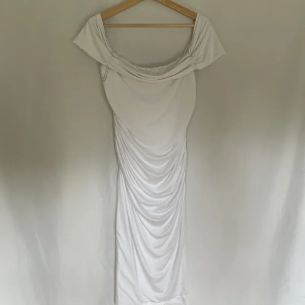 Dazzling white sz‎ s off the shoulder double lined bodycon dress comfortable - Image 7