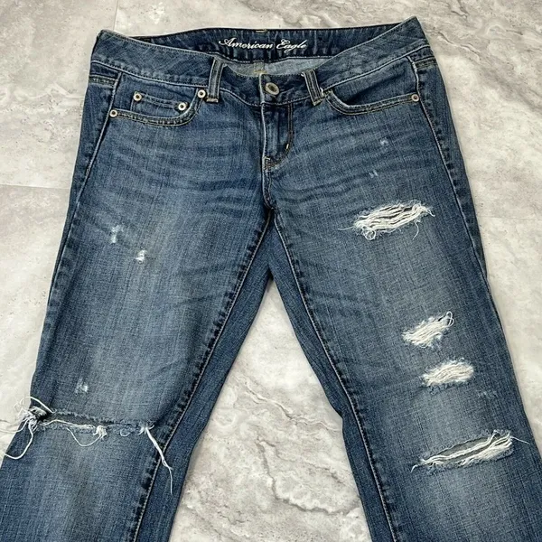 American Eagle Jeans Straight Super Stretch Distressed‎ Holes - Image 5