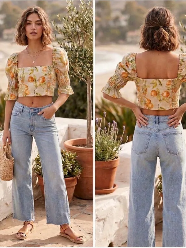 Urban Outfitters Chelsea blouse Puff-Sleeve Crop Top - Image 2