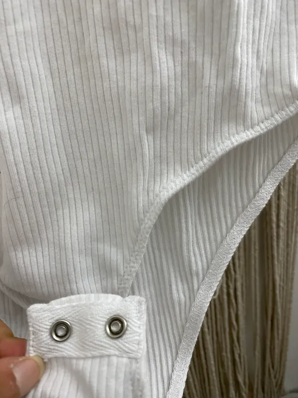 Urban Outfitters White Ribbed Bodysuit - Image 3