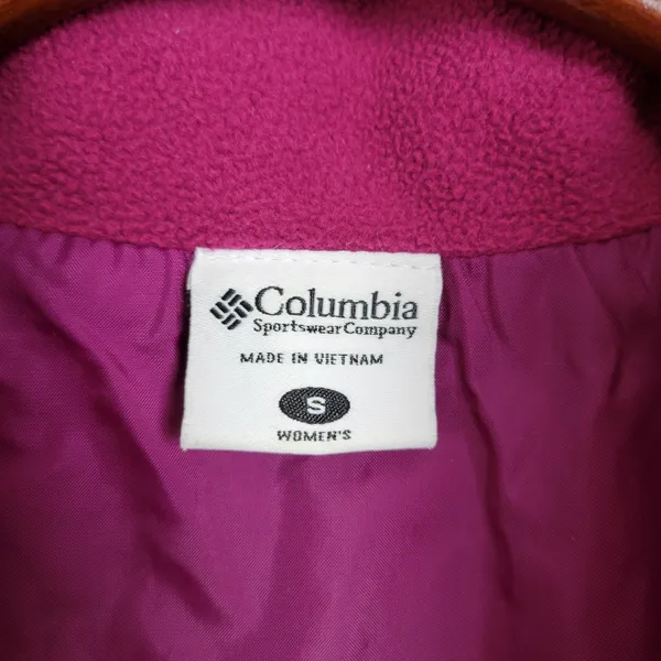 Columbia Womens Jacket Vest Sz S Pink Mock Neck Full Zip Fleece Paneled Lined - Image 8