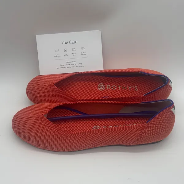 Rothy's The Point Persimmon Marine Heel Stripe Orange Flats Womens 10.5 - Image 5