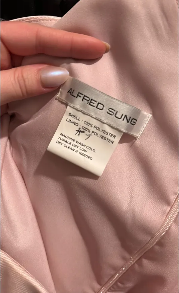 Alfred Sung Ballet Pink Satin Twill One Shoulder Gown - Image 7