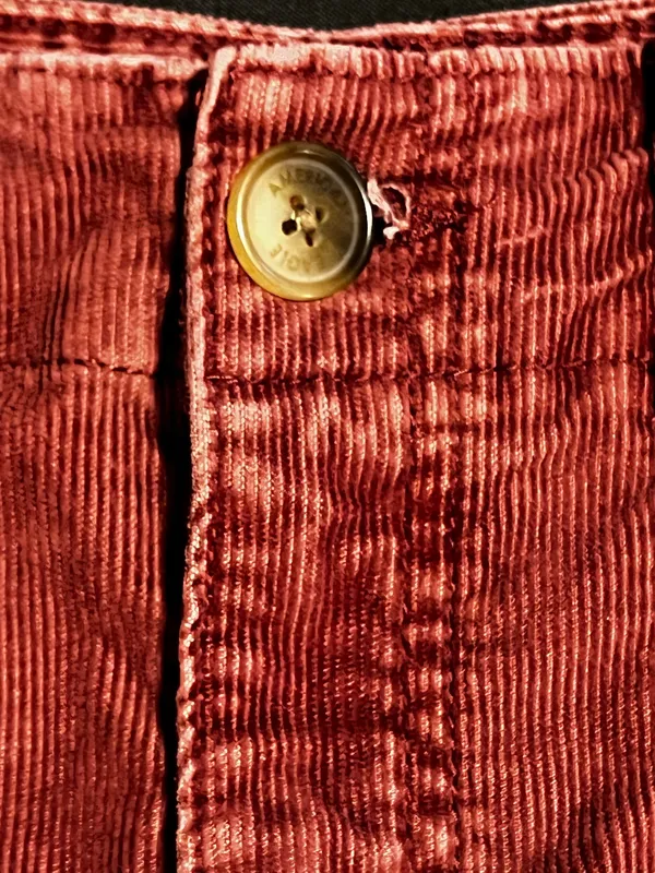 Womens sz8 American Eagle super stretch burgundy corduroy mini skirt - Image 4
