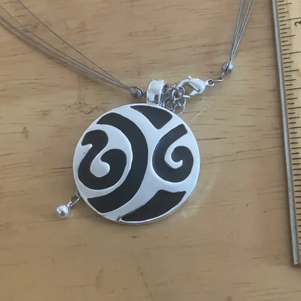 Silver and Black Pendant Necklace - Image 2