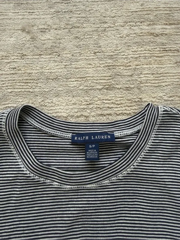 Ralph Lauren Heather Navy Striped Short-Sleeve Tee (Size Small) - Image 3