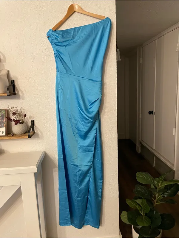 NWT Show Me Your Mumu Jodie Dress Satin Evening Gown Blue Small - Image 5