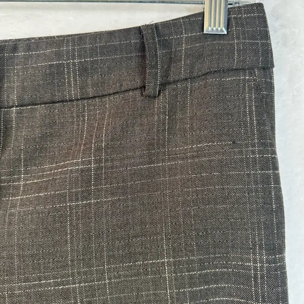 New York & Company Brown Plaid Wide Leg Stretch Trousers Pants 12 Petite - Image 3