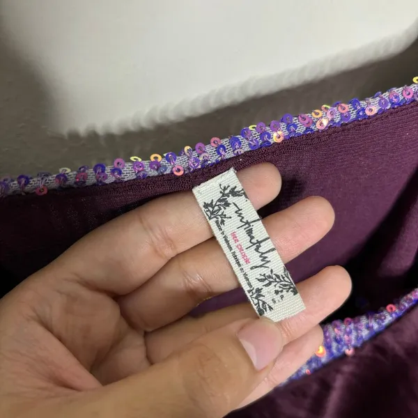 Free People Purple Sequin Turn It On Satin Cami Sz S - Image 5