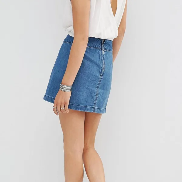 Free People Zip To It Denim Mini Skirt - Image 4