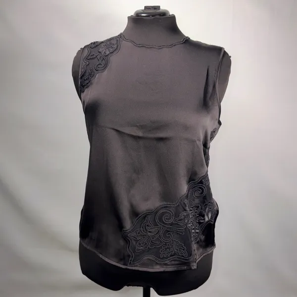 Women’s Joie Black Sleeveless Blouse with Lace Cutouts Size Large - Image 2