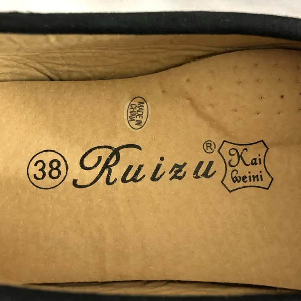 Ruizu Womens Loafers Flats Faux Suede Square Toe Slip On Black Size 38 US 7 - Image 5