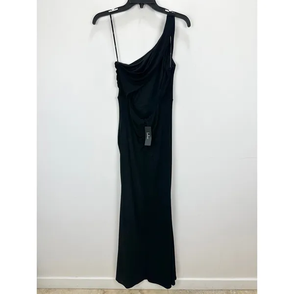 Lulus Especially Breathtaking Black Ruched One-Shoulder Maxi Dress Formal L NWT - Image 12