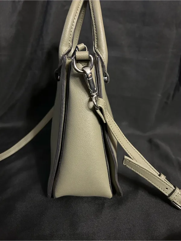 Nine West Olive Green Leather Multi-Pocket Satchel Shoulder Bag Handbag Purse - Image 7