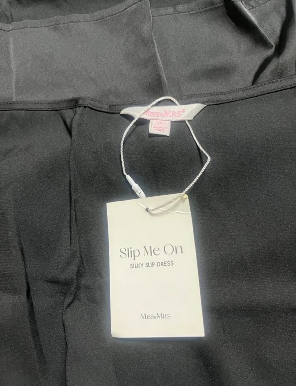Miss to Mrs Dress Sz 3XL Black Slip Midi Dress with Spaghetti Straps Satin Feel - Image 6