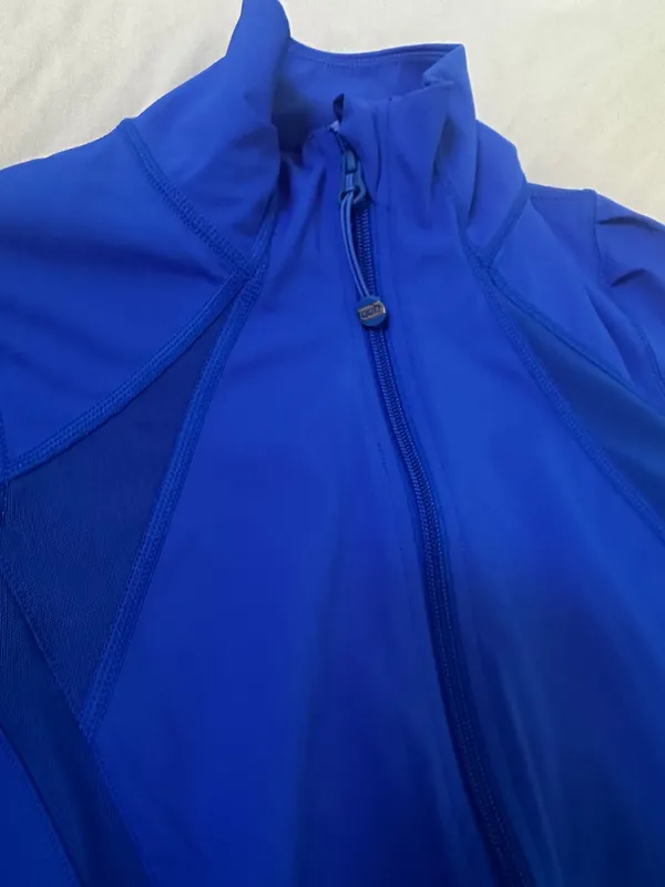 LJ Black Womens Activewear Track Jacket Blue Full Zip Pockets Stretch - Image 6