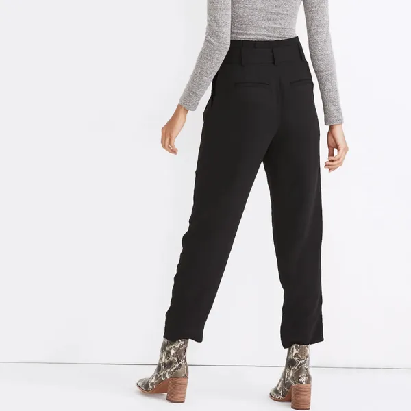 Madewell Drapey Paperbag Business Casual Black High Rise Waist Pants 6 - Image 3