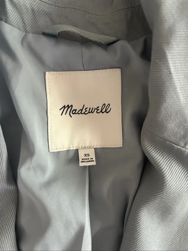 Madewell Women’s Pale Blue Single-Button Blazer Sz XS - Image 3