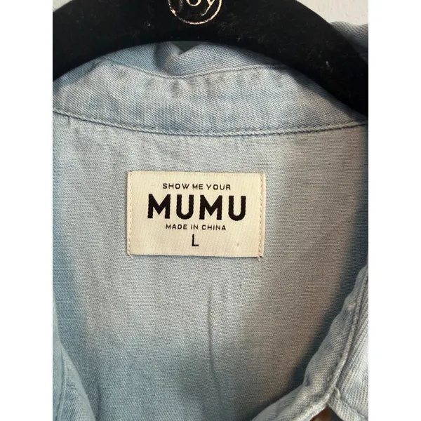 Show Me Your Mumu Birmingham Jean Dress Button Down Size Large 100% Cotton - Image 4