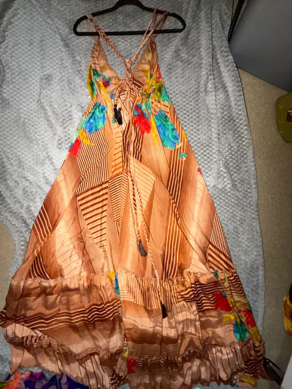Indian Silk Bohemian Halter Maxi Dress - Image 6