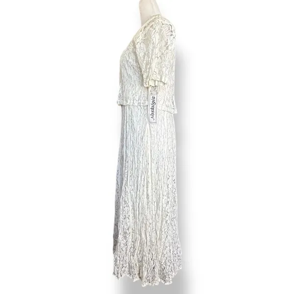 Vintage Nostalgia Lace Maxi Dress‎ Cream Romantic Cottagecore Small Deadstock - Image 7