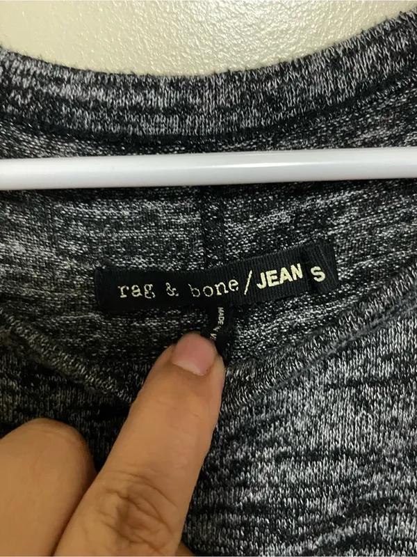 rag & bone Marled Crewneck Long-Sleeve Top - Black & Gray - Image 3
