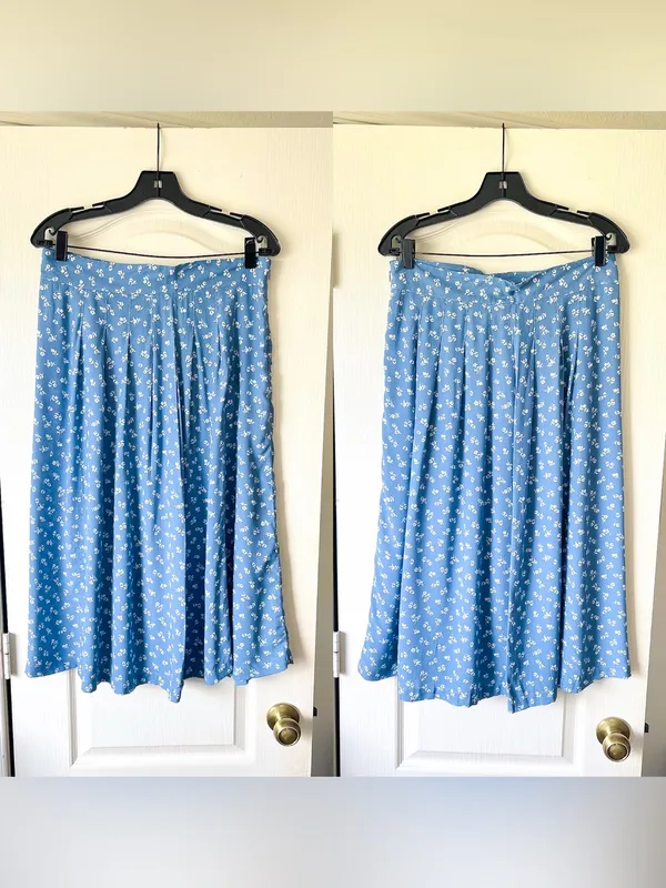 Sezane Alicia Midi Skirt Blue Floral US 10 NWT‎ - Image 2
