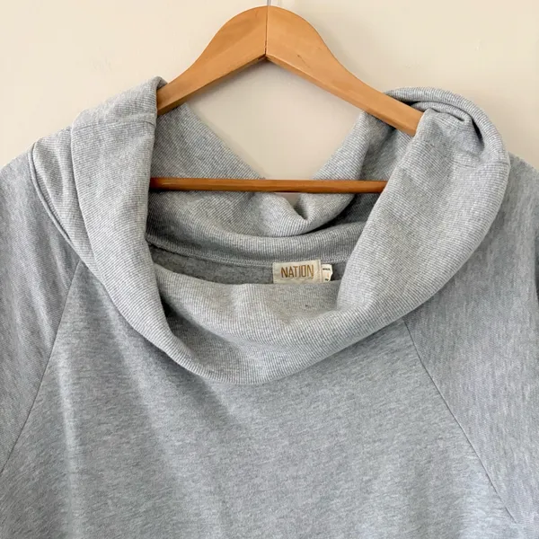 NATION LTD Barbie Off The‎ Shoulder Top Heather Grey Size Large 100% Cotton - Image 5