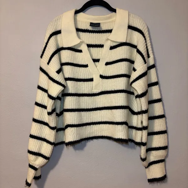 Miou Muse Striped Sweater | Size M White Size M - Image 2