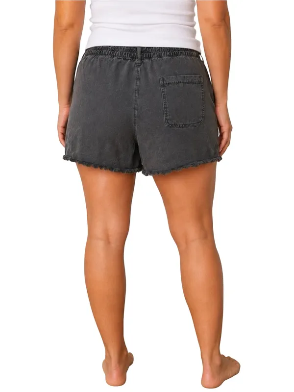 Aerie Gray Frayed Hem Linen Blend Utility Shorts Size XL - Image 2