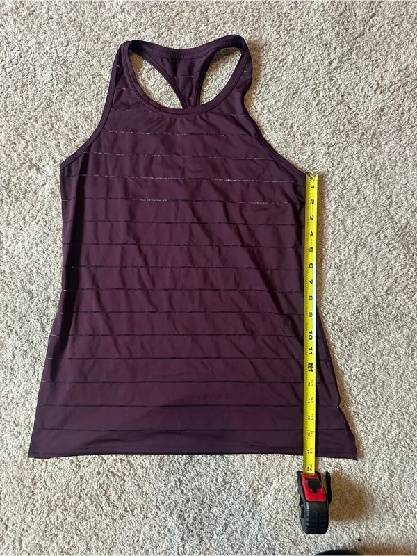 Athleta Racerback Tank Top in Deep Purple with Subtle Stripe Detail - Image 3