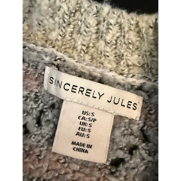 Sincerely Jules Womens Pastel Floral Patchwork Cropped‎ Sweater Small STX211264 - Image 2