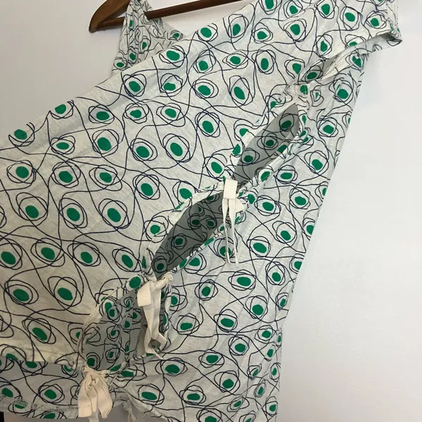 Anthropologie Pilcro White Green Printed Side Tie Short Sleeve Top - Image 5