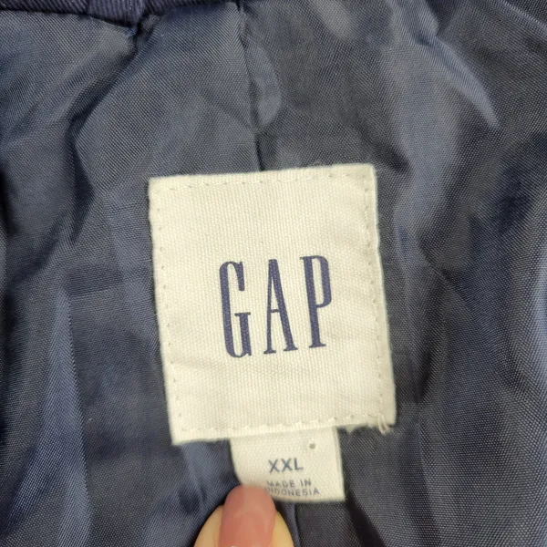 Gap Belted Trench Jacket Womens XXL Navy Blue Cotton Lined Double Breasted - Image 2