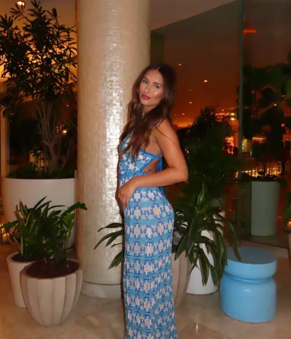 Zara Blue Patterned Crochet Halter Maxi Dress Bohemian Summer Casual - Image 4