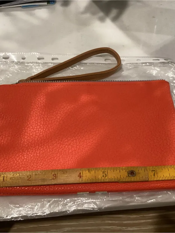 Nautica Orange Wristlet Clutch with Cream Stripes - Image 3