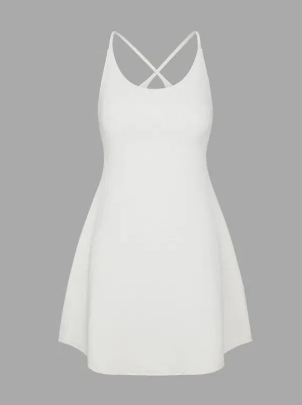 Halara Patitoff Flow Pet Hair Resistant 2-in-1 Flare Dress-Wannabe White M - Image 5