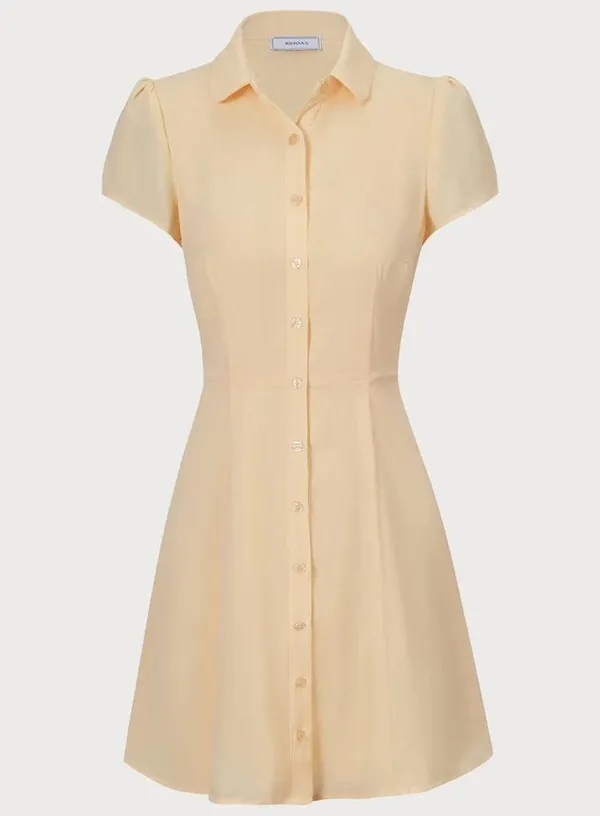 Rihoas Yellow Button Down Shirt Mini Dress - Image 5