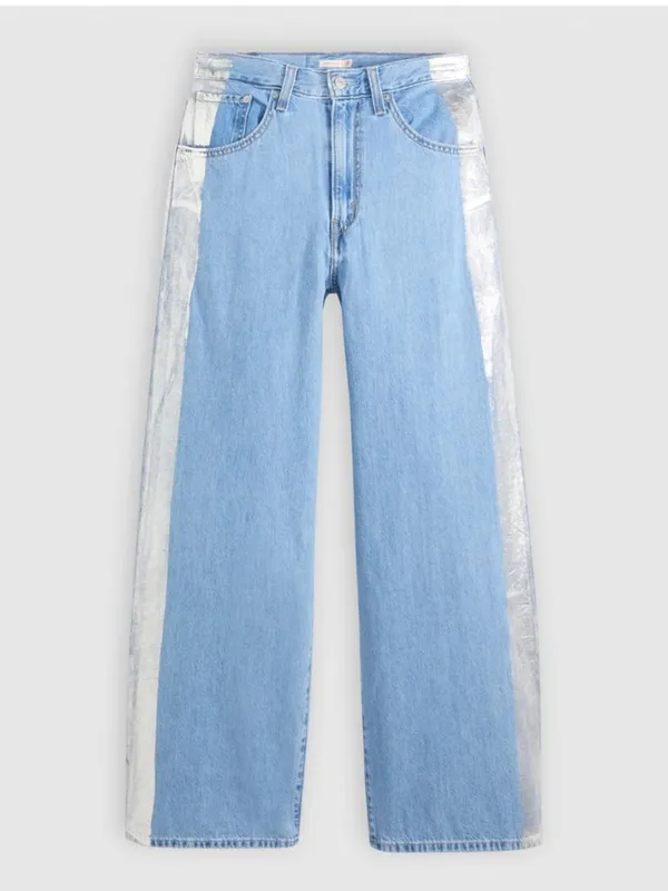 NWT Levi's Women's Blue Cinch Baggy Jeans With Foil Panel 25X31 - Image 3