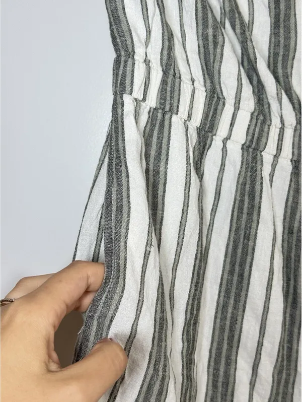 Urban Outfitters Strapless Linen Blend Striped Romper Pockets Size M - Image 3