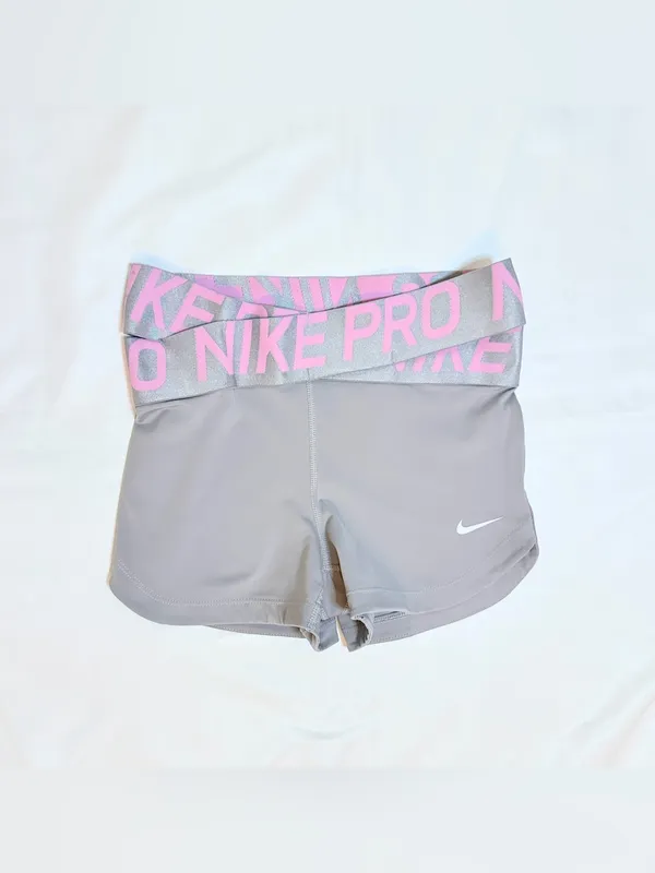 Nike Pro Women’s Mid-Rise 3" Biker Shorts – Thunder Grey/Pink Foam/Metallic – XS - Image 9