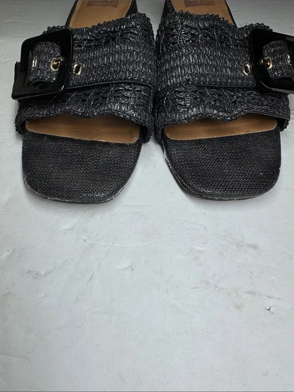 DV by Dolce Norrah Vita Black Woven Buckle Slide Mules 11 summer raffia neutral - Image 8
