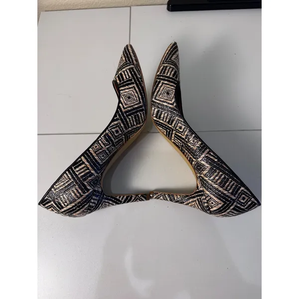 J Crew Raffia Geometric Pointed‎ Toe Heels Women 8.5 Woven Stiletto Minimalist - Image 4