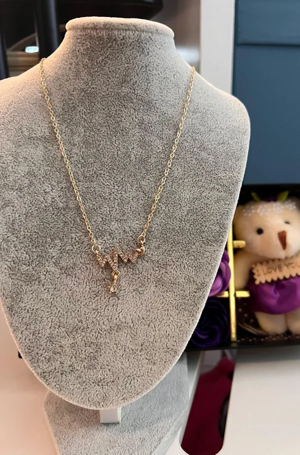 Flash Diamond Heartbeat Necklace Niche Design Simple Elegant Gold - Image 2