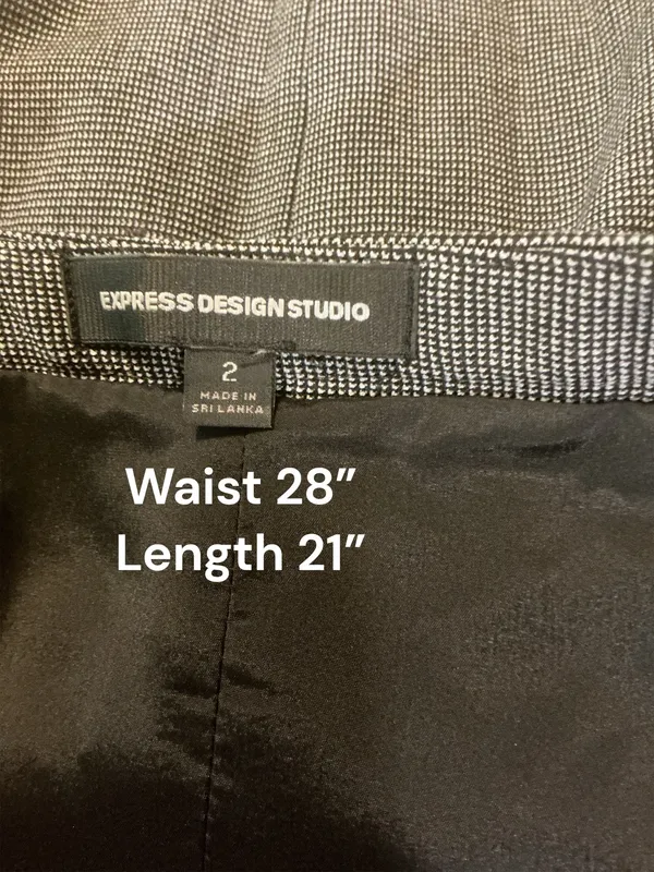 Express Design Studio Gray Micro-Plaid Pencil Skirt - Size 2 - Image 3