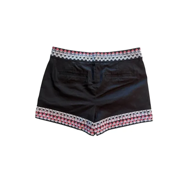 Loft Black Cotton Blend Shorts Size 6 Embroidery Trim - Image 2