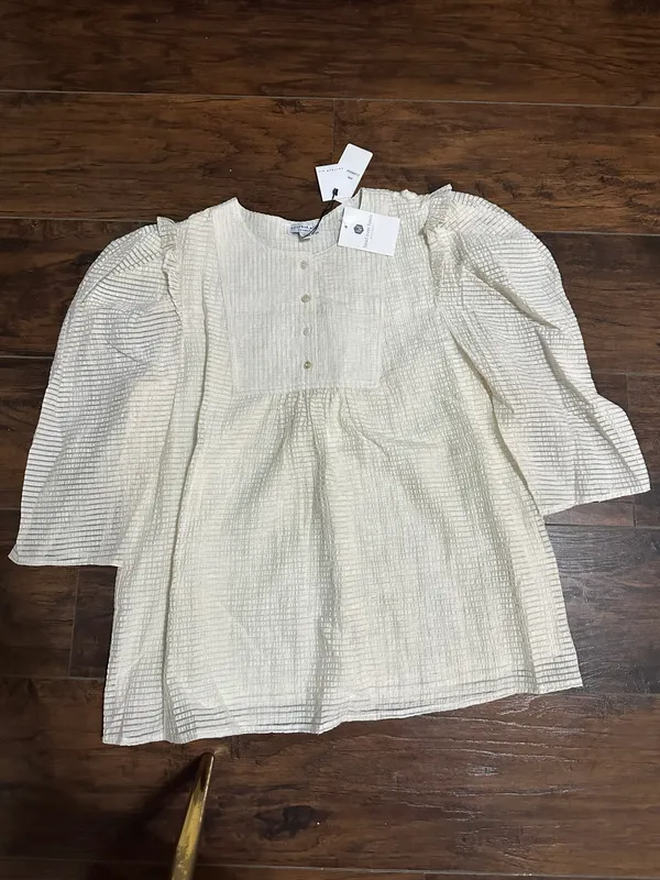 Current Air Puff sleeve bib striped blouse - Image 2